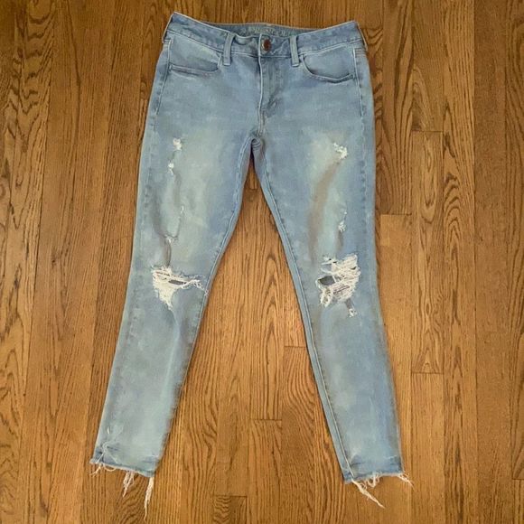 Ladies American Eagle Distressed Super Super Stretch Jeggings - Picture 1 of 10